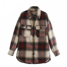 Load image into Gallery viewer, Chic Long Sleeve Button-Down Plaid/Checked Shirt Jacket
