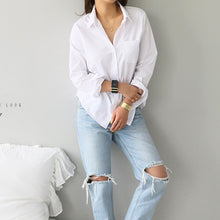 Load image into Gallery viewer, Women&#39;s Button Down Turn Down Collar White Shirt / Blouse
