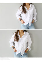 Load image into Gallery viewer, Women&#39;s Button Down Turn Down Collar White Shirt / Blouse
